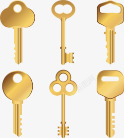 手绘黄铜钥匙矢量图素材