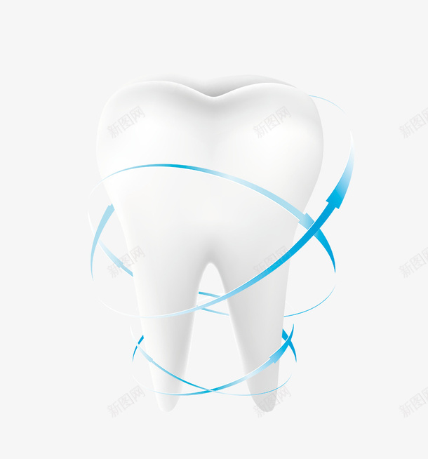 洁白的牙齿psd免抠素材_新图网 https://ixintu.com 手绘 洁白的牙齿 牙齿 蓝色箭头