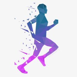 彩色几何剪影紫色起跑跑步的人高清图片