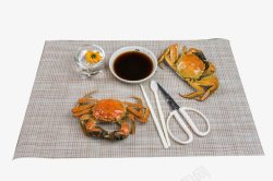 餐布上的吃螃蟹工具素材