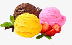 粉红冰激凌三个球冰淇淋片高清图片