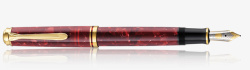 金笔横放的红色花纹钢笔高清图片