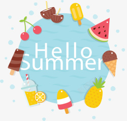 夏日冰爽字体设计夏日冰爽美食边框矢量图高清图片