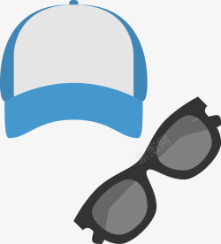 水彩太阳镜棒球帽和墨镜矢量图高清图片