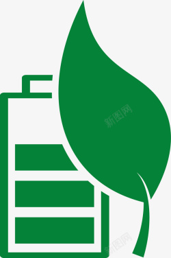 绿色5号电池节能电池叶子图标高清图片