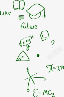 开学季绿色线条数学png免抠素材_新图网 https://ixintu.com 开学 数学 线条 绿色