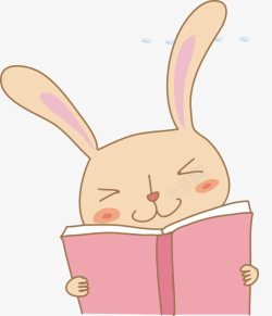读书底纹粉色看书的兔子矢量图高清图片