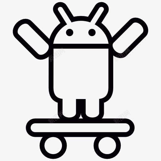 Android在滑板与双臂图标png_新图网 https://ixintu.com 展开双臂 形状 操作系统 机器人 标识 滑板 轮滑 软件