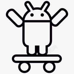 滑板机器人Android在滑板与双臂图标高清图片