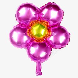 布置生日派对紫色花朵铝箔气球高清图片