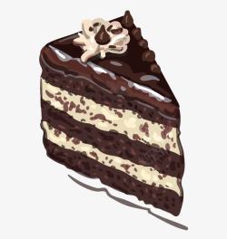 好吃甜品切块黑森林手绘巧克力多层蛋糕圆高清图片