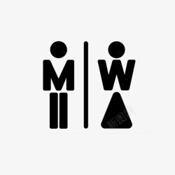 独特的英文字纯色简约男女厕所标识图标高清图片