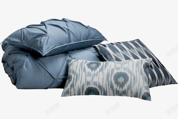 蓝色被子套装png免抠素材_新图网 https://ixintu.com 床上用品 枕头 蓝色 被子