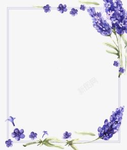 手绘紫色花纹框框素材