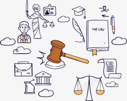 法律模型卡通手绘法律概念高清图片