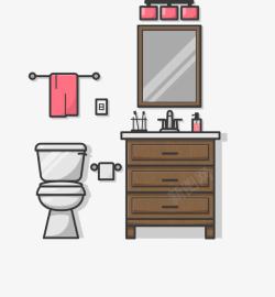 卫生间毛巾架卡通马桶和镜柜高清图片