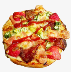 烘焙烤披萨豪华什锦水果培根披萨高清图片