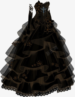 公主服装特制黑色婚纱高清图片