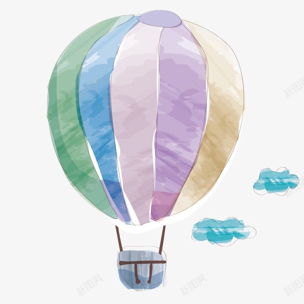 手绘升起来的热气球png免抠素材_新图网 https://ixintu.com 卡通 手绘 热气球 起飞