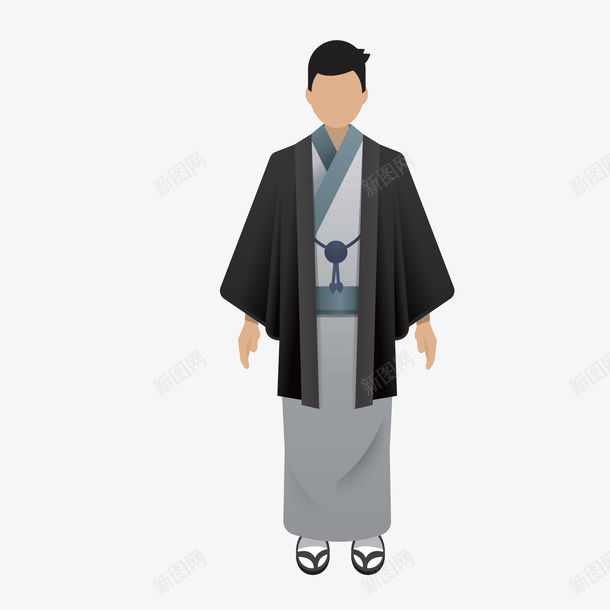 日本和服男人物png免抠素材_新图网 https://ixintu.com 人字拖 卡通人物 和服 日本 男人