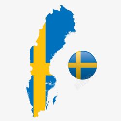 瑞典地图简约欧美地图瑞典地理高清图片