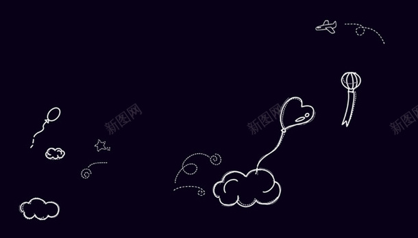 白线条气球云朵图案png免抠素材_新图网 https://ixintu.com 云朵 图案 气球 白线条 装饰