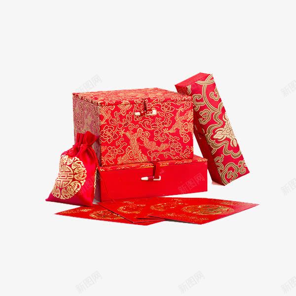 红色礼盒png免抠素材_新图网 https://ixintu.com 东方红 东方红色物品 红包 红色盒子 结婚礼盒 花纹盒子 锦囊