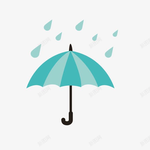 卡通蓝色雨伞雨滴png免抠素材_新图网 https://ixintu.com 下雨天 卡通 蓝色雨伞 雨伞 雨滴