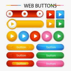 YouTube播放按钮标志颜色种类的网页按钮片矢量图高清图片