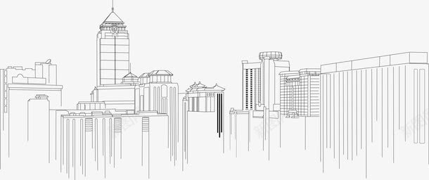 手绘城市线条图png免抠素材_新图网 https://ixintu.com 城市 城市建筑图 城市线框 建筑 手绘城市图 曲线 线条 线绘 边框 都市