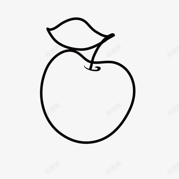 线条苹果png免抠素材_新图网 https://ixintu.com 叶子 桔梗 水果 简笔 素描 线条 苹果 食物 黑白水果
