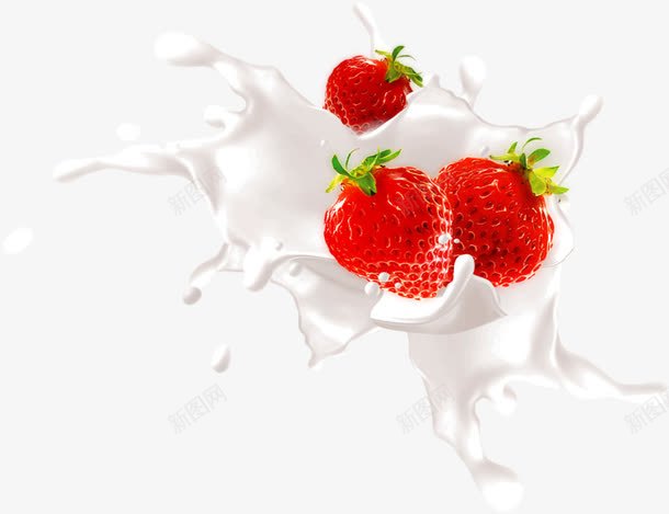 草莓牛奶png免抠素材_新图网 https://ixintu.com 喷溅 水果 水花 牛奶 草莓