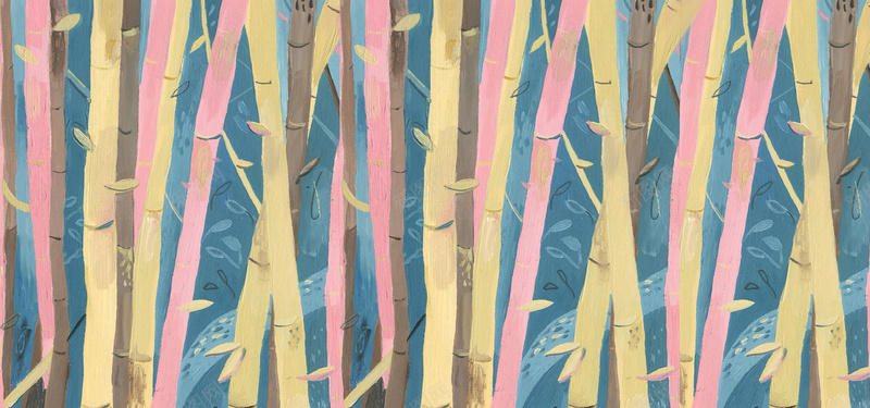 创意水粉画彩色竹子背景