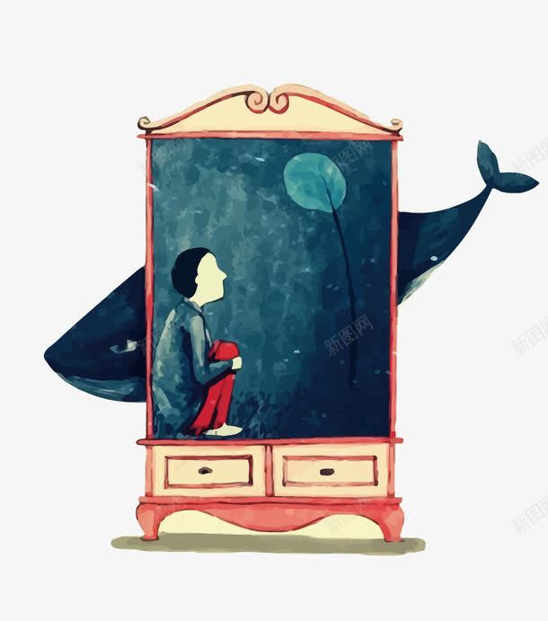 衣柜png免抠素材_新图网 https://ixintu.com 卡通 少年 手绘 水彩 衣柜 衣柜矢量 鲸鱼