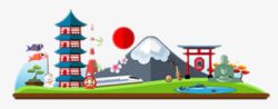 日本旅游景点日本旅游季元素高清图片