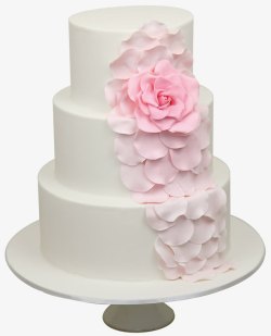 奶油点缀淡粉色花瓣点缀型蛋糕高清图片