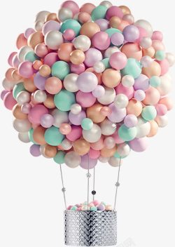 彩色珠光气球圆形素材