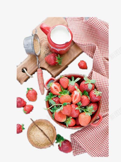 水果摆盘png免抠素材_新图网 https://ixintu.com 健康 桌布 砧板 红色 草莓