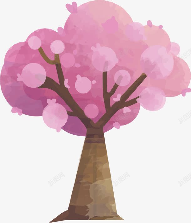 粉色樱花树png免抠素材_新图网 https://ixintu.com 四月 季节 日本 春天 春季 树木 森林 樱花 水彩