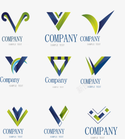 9款创意大写字母V商务标志矢量图素材