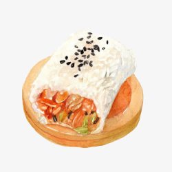 中国米饭饭团卷油条手绘画高清图片
