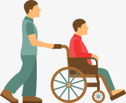 推着轮椅全国助残日帮助残疾人高清图片