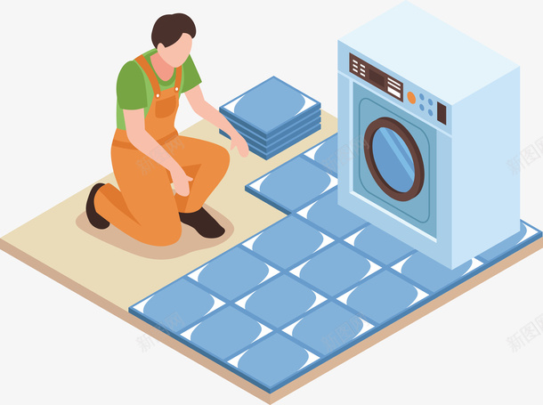 一个正在贴浴室瓷砖的工人png免抠素材_新图网 https://ixintu.com 一个工人 工人 洗衣机PNG 瓷砖 矢量瓷砖 蓝色 蓝色瓷砖 贴瓷砖