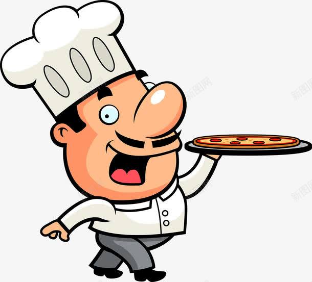 拿着披萨的厨师png免抠素材_新图网 https://ixintu.com 卡通 厨师 大厨 披萨 美食