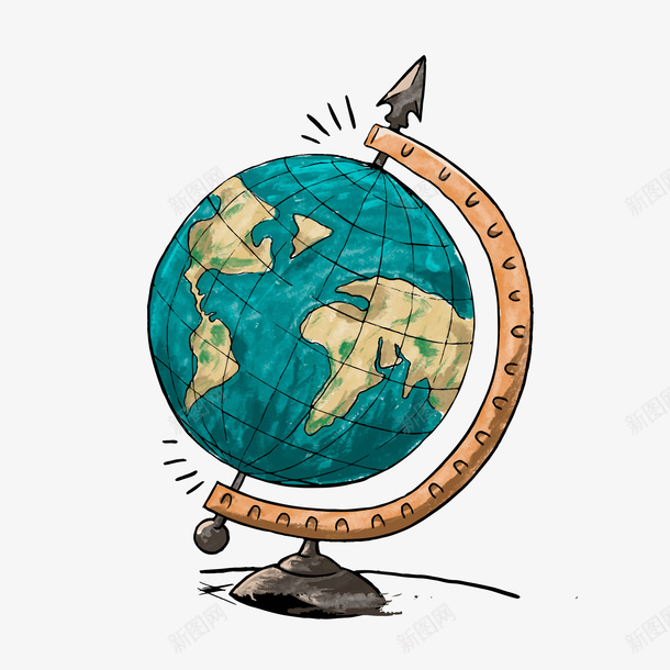 地球仪卡通图标png_新图网 https://ixintu.com 卡通 图标 地球仪 手绘 经纬线地球