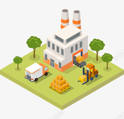 卡通房屋装饰插画广告扁平化图标图标