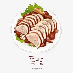 韩国水彩韩国水彩风猪蹄肉高清图片