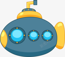 海洋潜艇卡通蓝色海洋潜艇高清图片