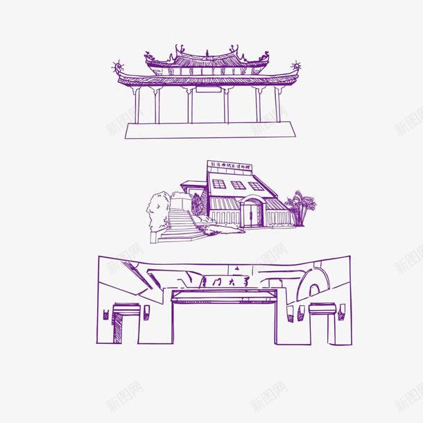 手绘厦门大学png免抠素材_新图网 https://ixintu.com 学校建筑 手绘厦门大学 装饰