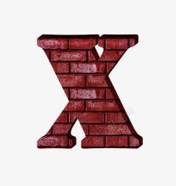 红砖墙字母x素材